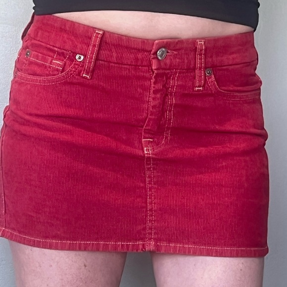 7 For All Mankind corduroy red mini skirt - Picture 5 of 9